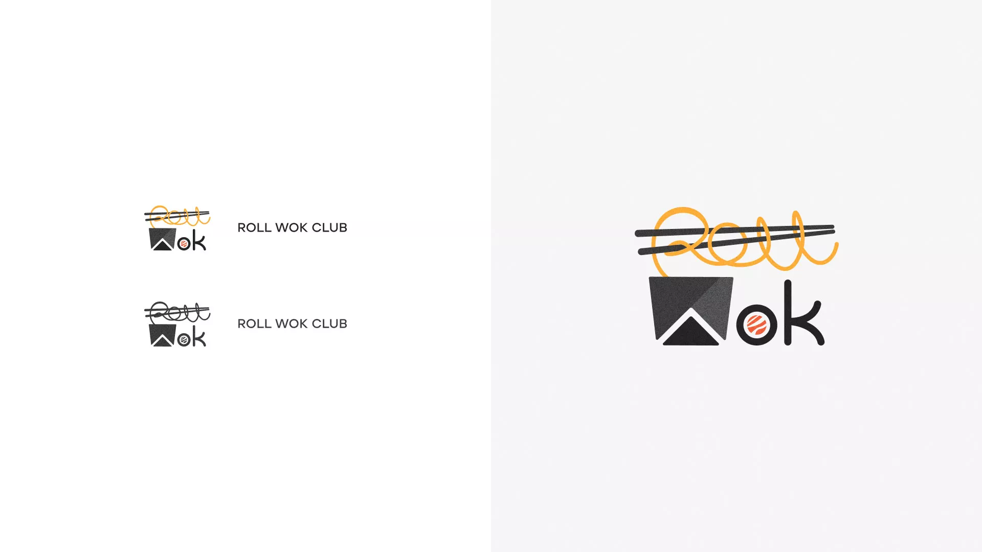 Разработка логотипа суши-бара «Roll Wok Club» в Минусинсе